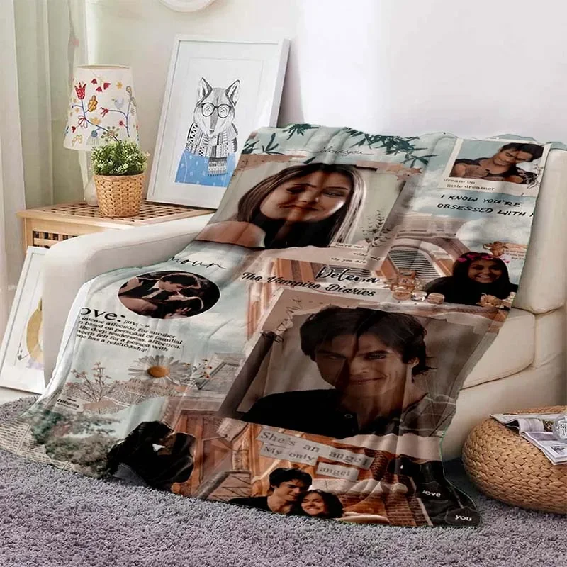 뱀파이어 다이어리 3D 프린트 플란넬 플러시 담요, 침대보 소파, 게으른 담요, 야외 점심 휴식 담요, 여행 이불 커버