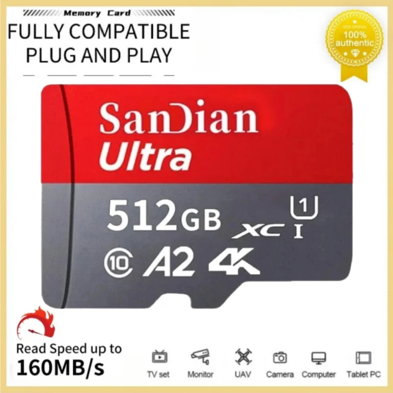 Ultra Memory Card 512Gb 256Gb 128Gb Card Sd/Tf Flash Card Mini Memory Flash Card 64Gb 32Gb Per Fotocamera Smartphone Con Adattatore