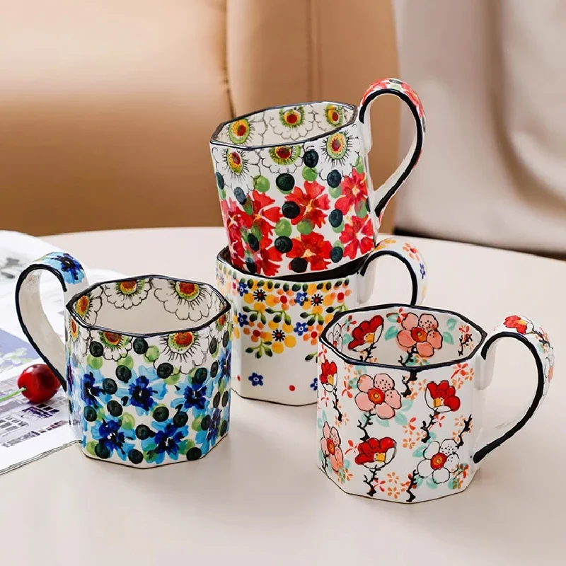 Retro Flower Ceramic Mug 1