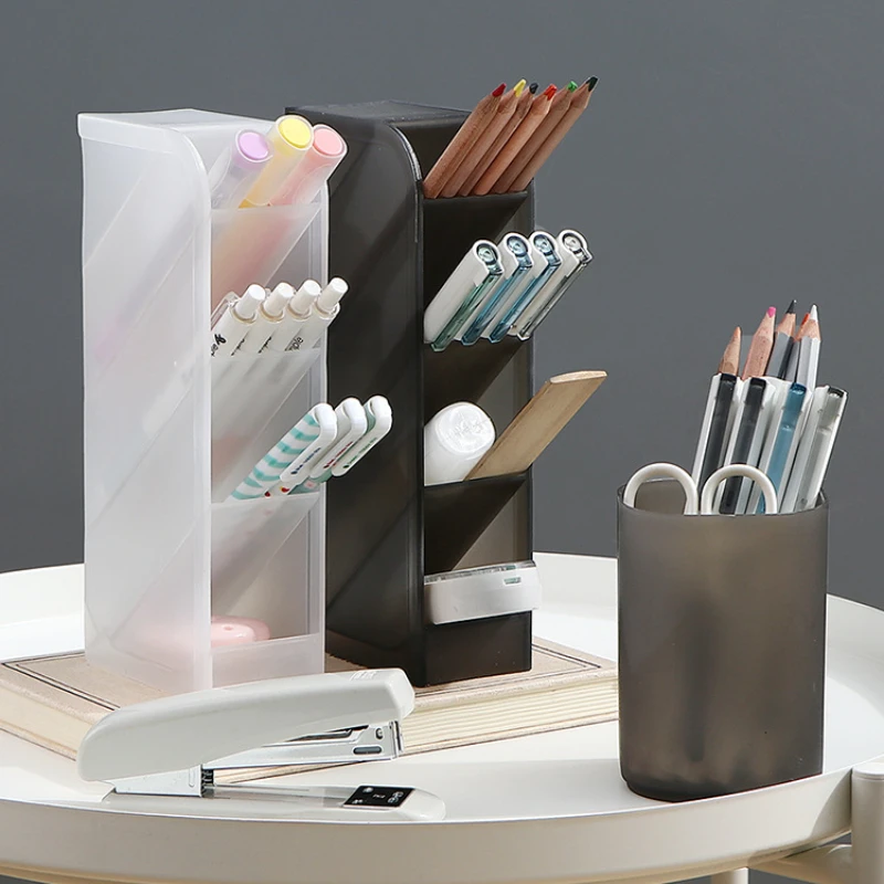 Desk Organizer Desk Organiser Creative Transparent Oblique Insert Pen Holder Desktop Pen Bucket Storage Box Office Holder