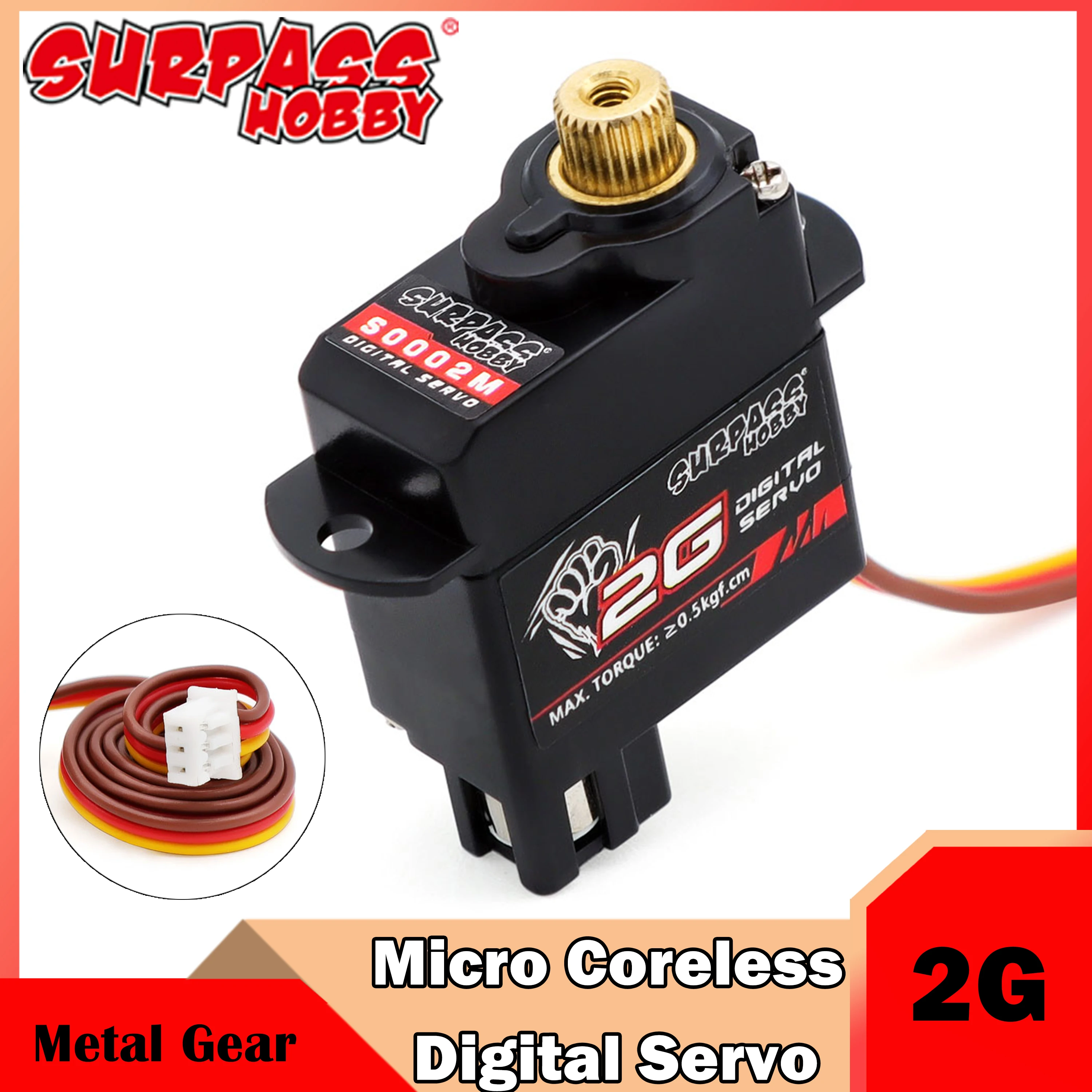 

Surpass Hobby 2g Micro Digital Servo Metal Gear Mini Coreless Motor for Rc Car Airplane Boat Fixed-wing Helicopter Robot Model