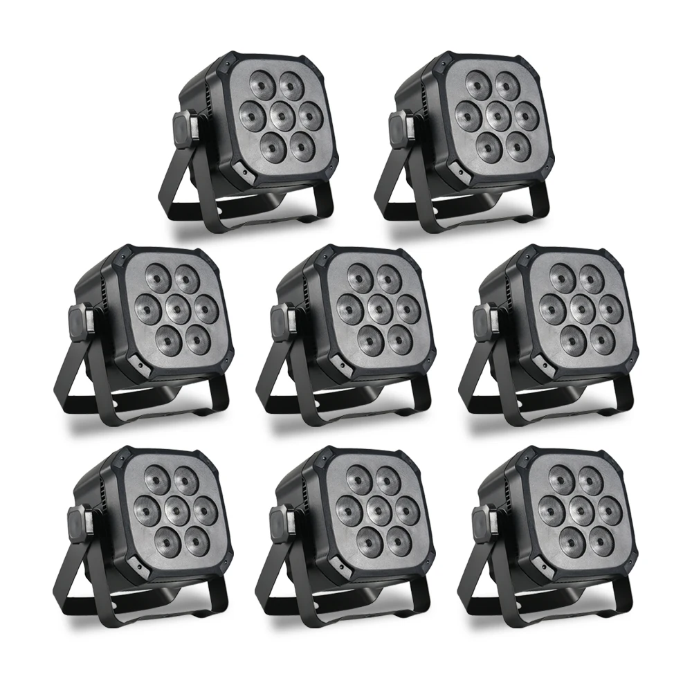8Pack 7x3W Disco Par Light 40W RGB DJ Light DMX Controlled Wash Effect Flat Uplight Stage for Party Club Wedding Events