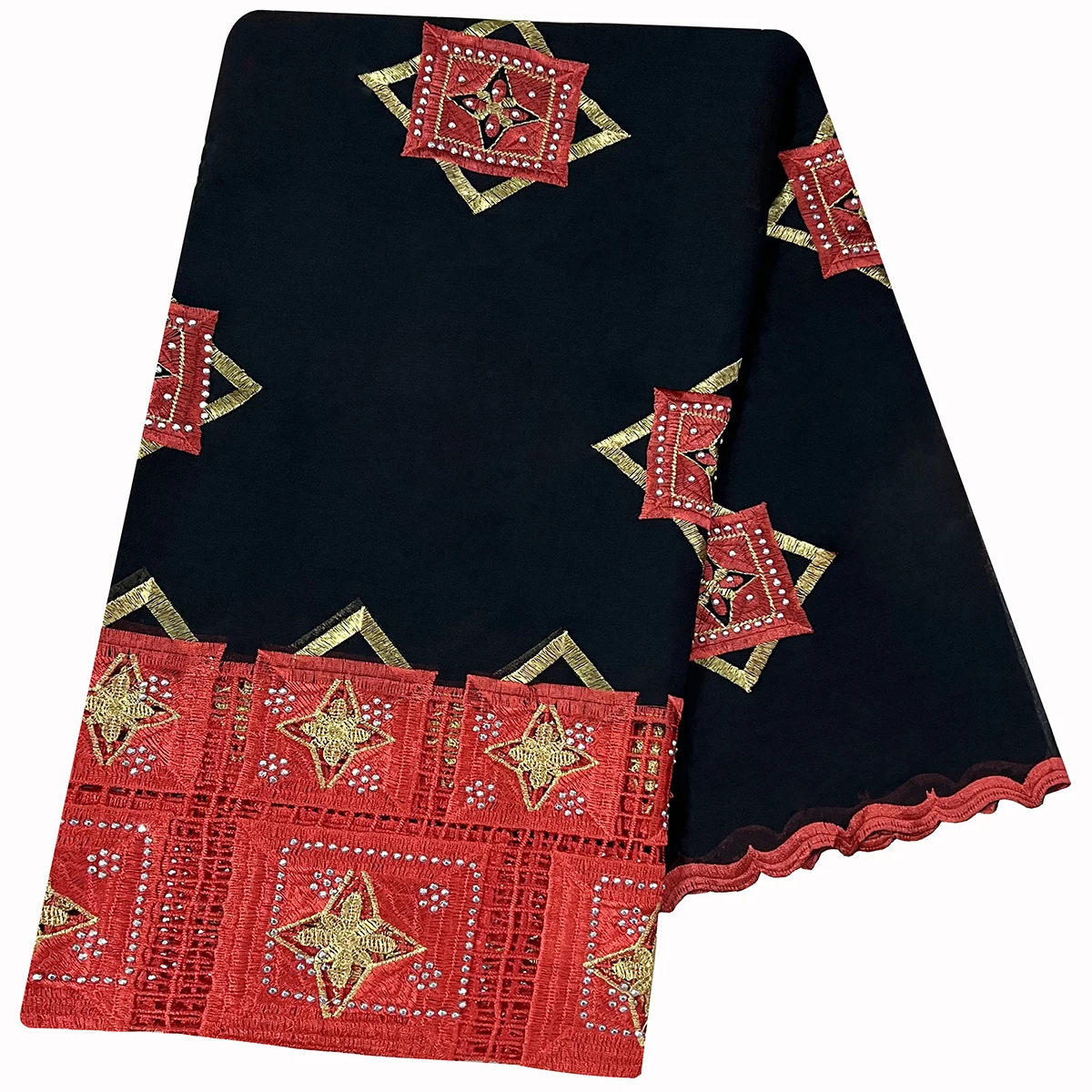 2024 뜨거운 판매 아프리카 여성 스카프 큰 원형 디자인 큰 Embrodiery 100% 코 튼 Grenadine 코 튼 스카프 Shawls Pashmina