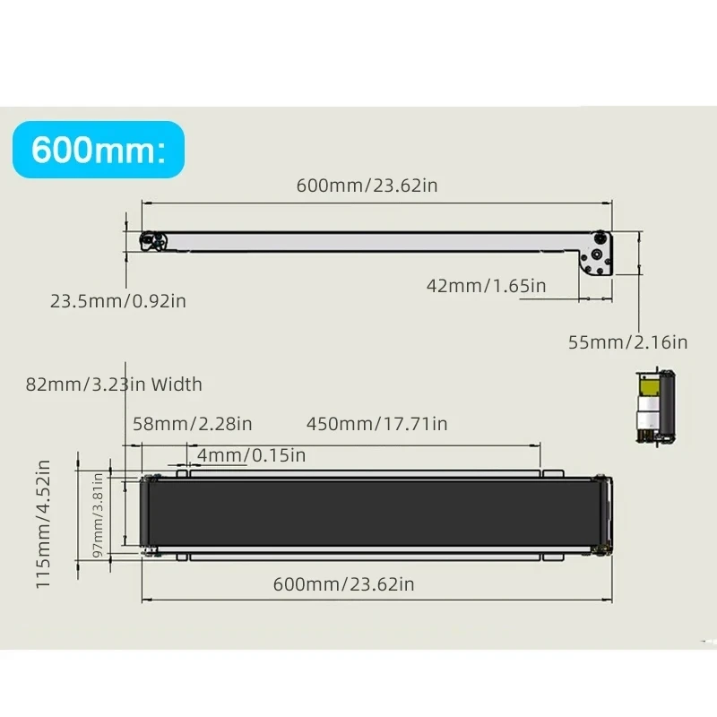 Mini Conveyor Belt 460mm/552mm/600mm Stainless Steel Frame PU Belt Vending Machi