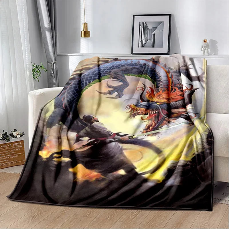 

Dragon Printed Soft Warm Blanket for Living Room Bedroom Bed Sofa Couch Gifts Flannel Throw Blankets Dropshipping
