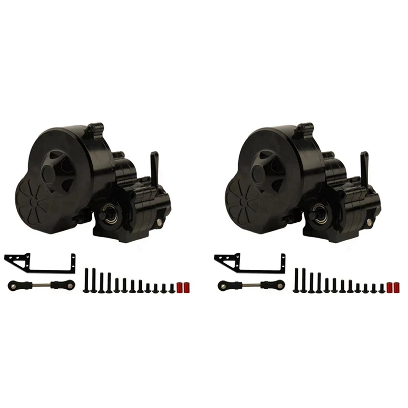 

2X Metal Complete Gearbox Transmission Box With Dig Gear 1 Speed For 1/10 RC Crawler Car Axial SCX10 AX10 Wraith,Black