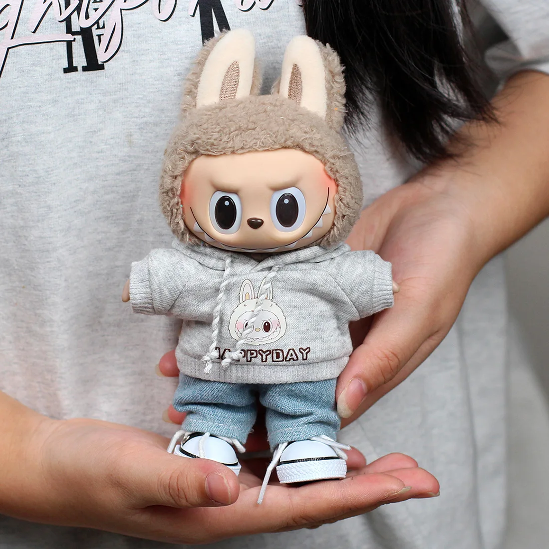Doll Clothes For 17cm Labubu Dolls Accessories Sweatshirt Hoodie Jeans