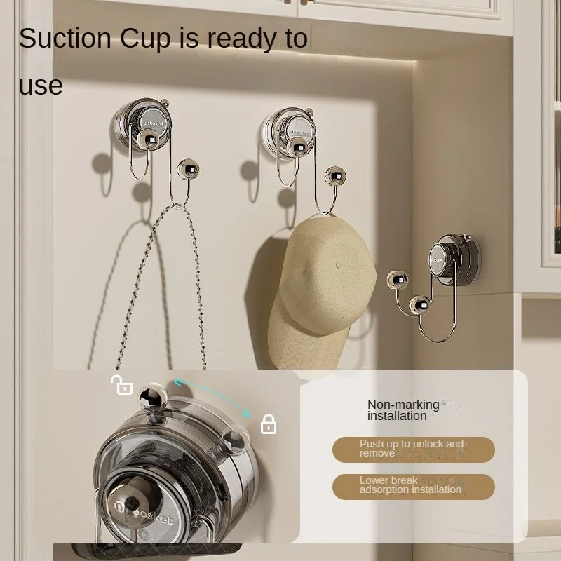 Home Multi-functional No-punch Hook Light Luxury Bathroom Porch Coat Hook Creative Wall Hanging Storage Rack Organizer
