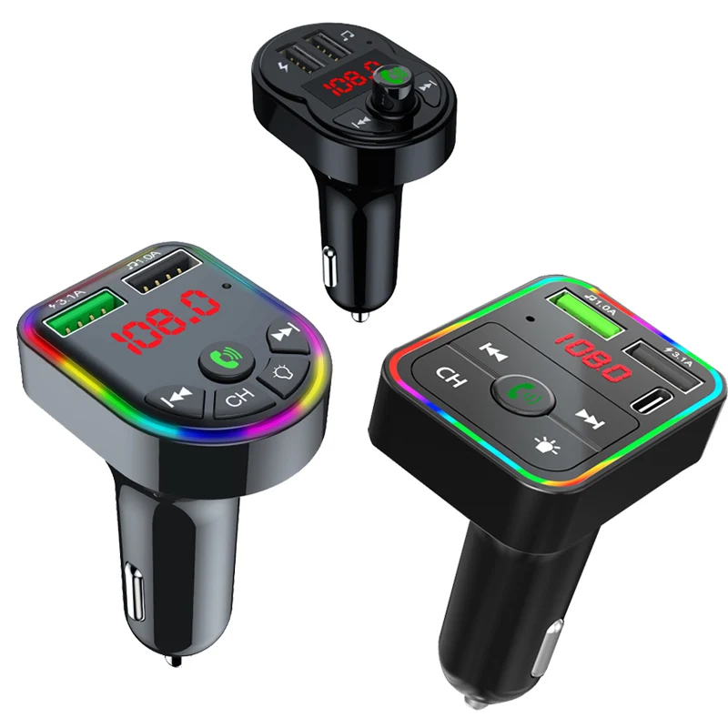 FM Transmitter Wireless Hands-free Bluetooth 5.0 12V-24V Car Radio Modulator MP3 Player Charger PD Fast Charging Adapter
