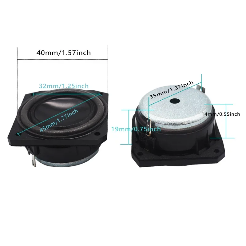 2Pcs 40MM Full Range Speaker 4ohm 20W Portable Audio Inch
