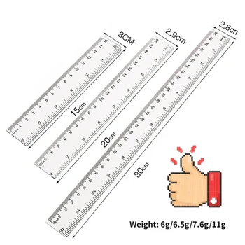Règle en plastique Transparent 15/20/30cm, couleur bleue, outil Portable de Style Simple, mignon pour étudiants, papeterie scolaire et de bureau