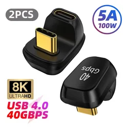 High - Speed Right Angle USB - C to USB - C Adapter with 100W Charging and 8K@60Hz Support (2x USB 4.0 UX)