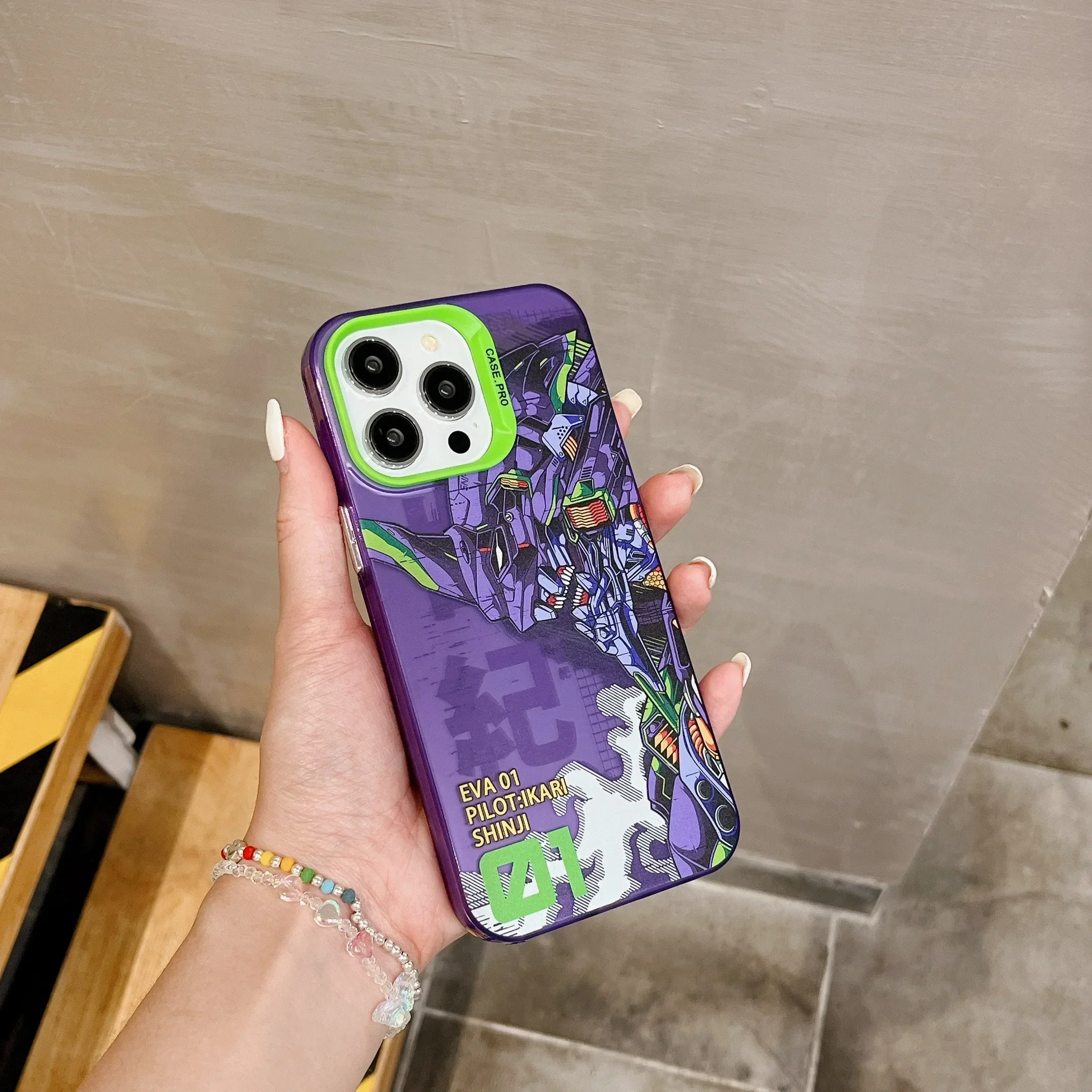 Cartoon Anime Ikari Shinji Fighter EVA-01 Candy Matte Shockproof Phone Case