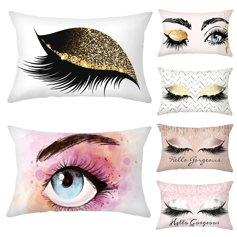 EyelashPrintedCushionCover30X50CMPillowcaseDecorativeFalse