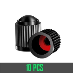 Premium Tire Valve Caps with Rubber Seal - Dustproof and Durable for Cars, Trucks, and Bikes (Black - 10Pcs)