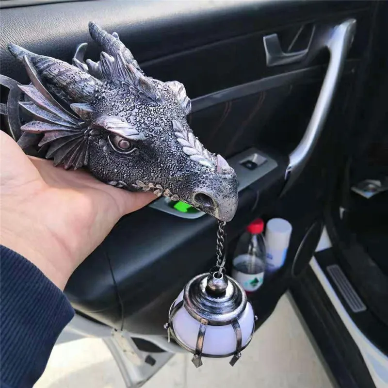 LED Dinosaur Hanging Lamp Lantern Industrial Style Resin Dragon Head Crafts Halloween Wall Decoration