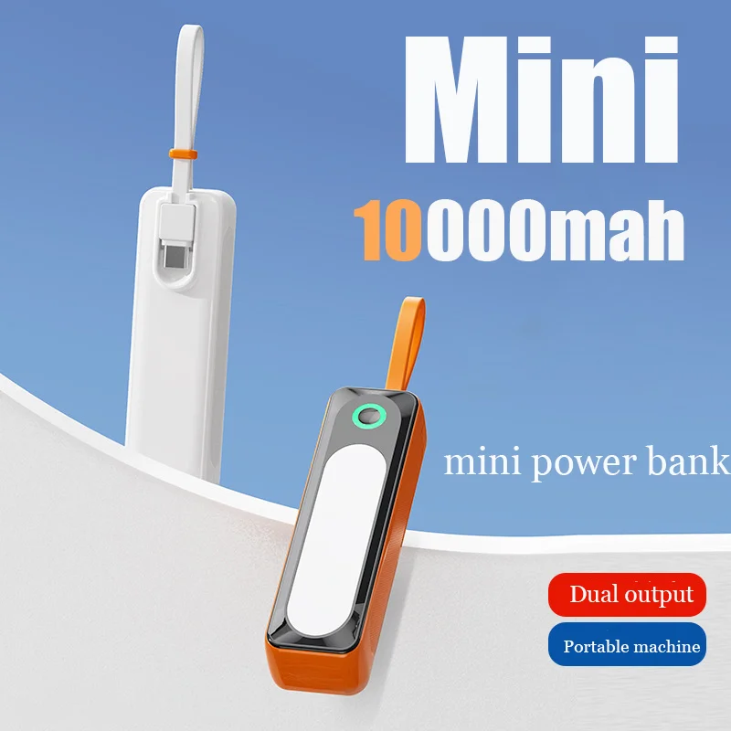 

Новинка 2024 г., 10000ma, 2in1Mini портативный внешний аккумулятор h с функцией Plug and Play, внешний аккумулятор типа C, эффективное быстрое зарядное устройство для iPhone, Huawei