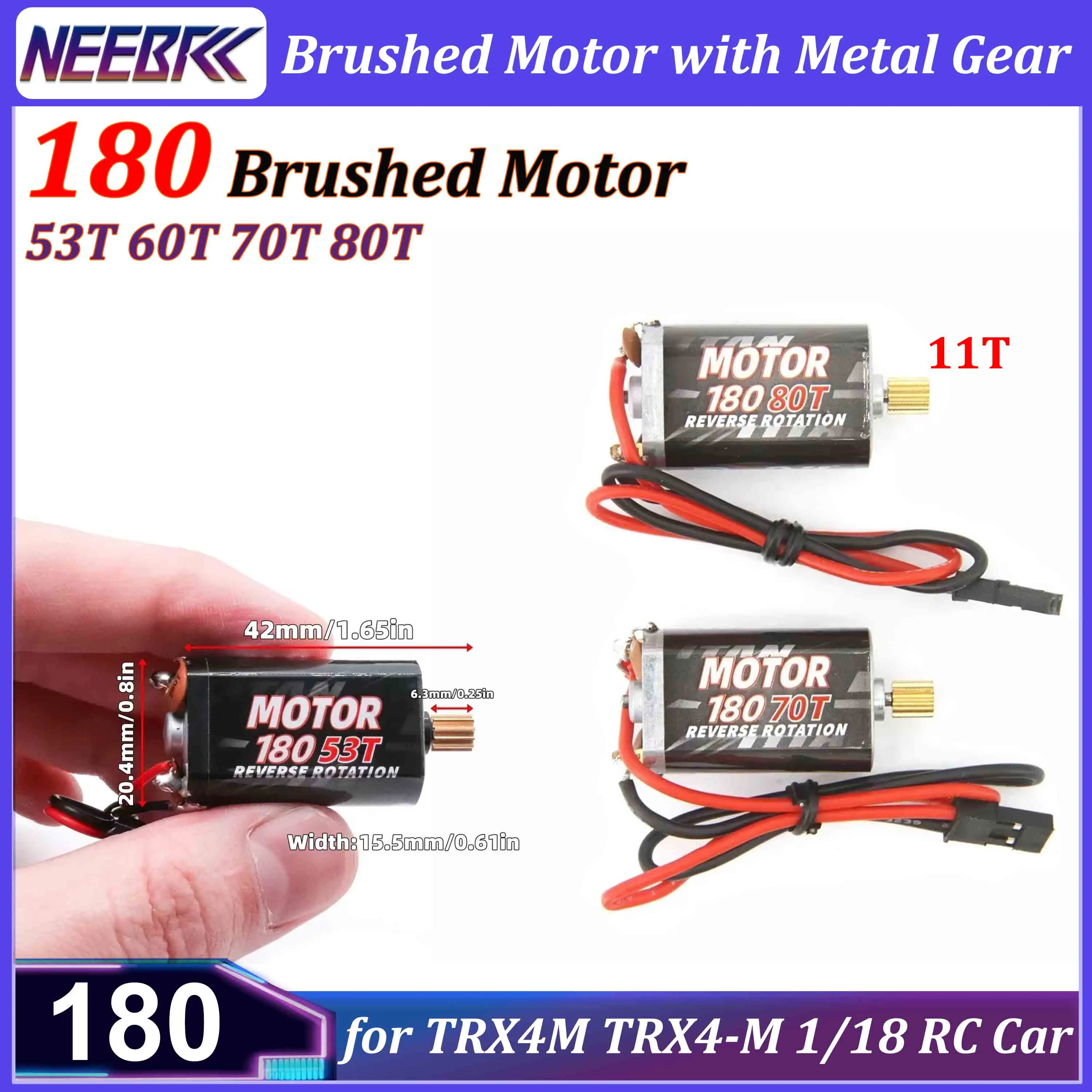 Moteur brossé NEEBRC 180 53T 60T 70T 80T pour TRX4M 1/18 RC Crawler