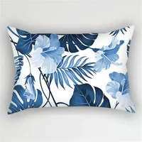 30x50cm Bohemian Blue Flower Pillowcase Vintage ink plant Leaf Cushion cover Home Decor Sofa Living Room Car Waist 3