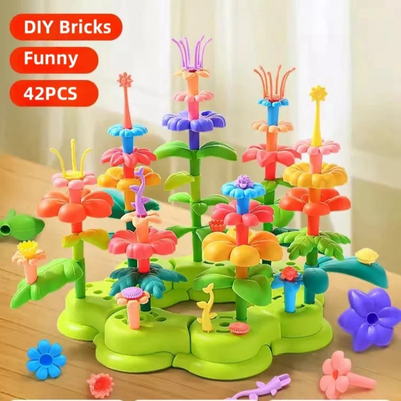 42PCS DIY Flower Garden Building Toys Girls Toys Game For Toddlers Educational Preschool Toy Gift Puzzle Creative for Girls