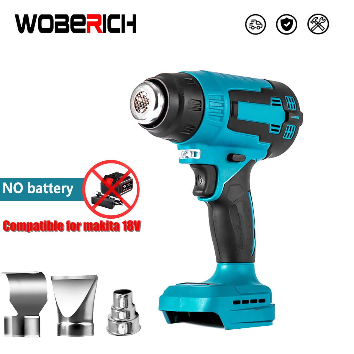 

Cordless Handheld Hot Air Gun with 3 Nozzles Temperature Electric Heat Gun For Makita 18V Lithium Battery Power Tools