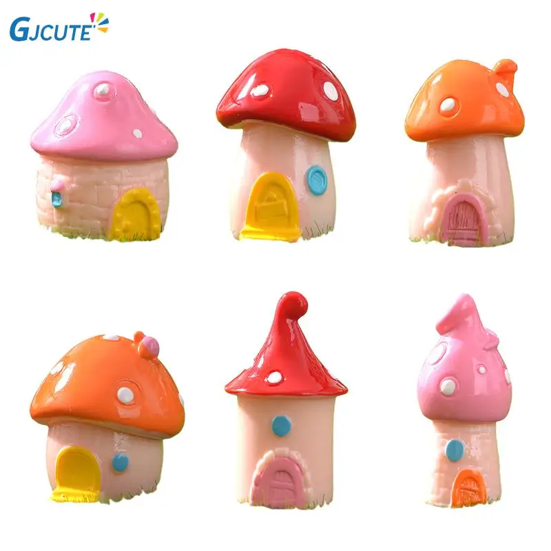 

1Pc Mini Cute Resin Mushroom House Ornament Figurine Micro Landscape Decoration For 1:12 1:6 Scale Dollhouse Miniature Toys