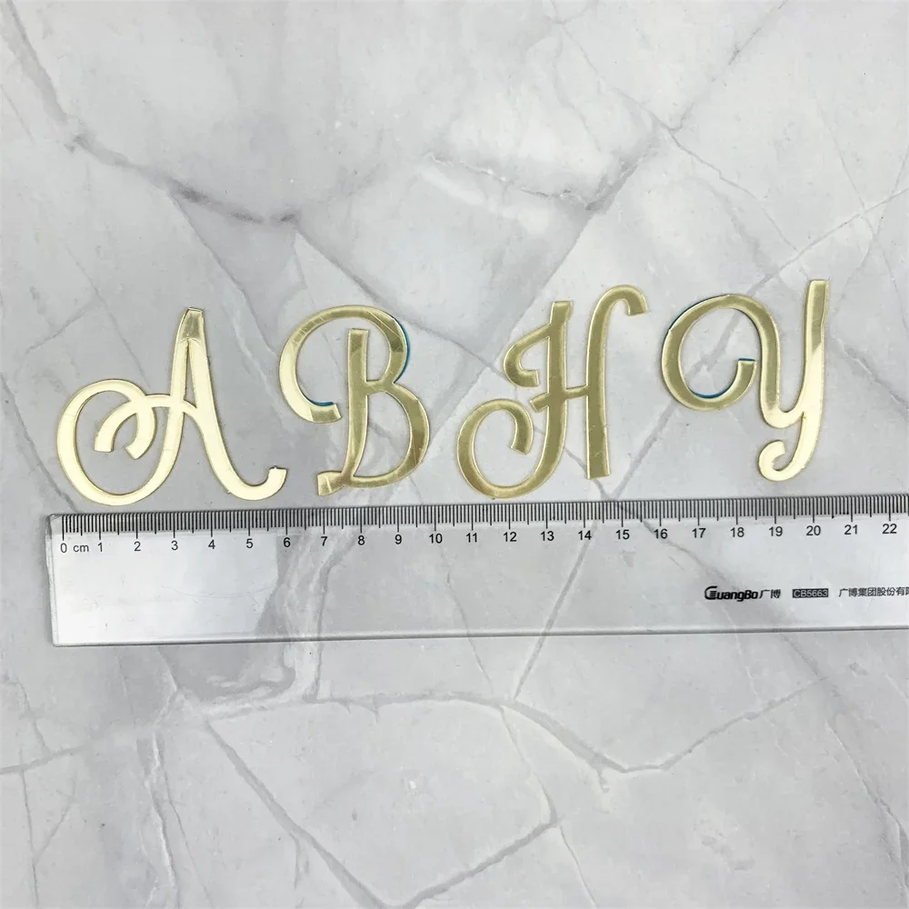 Golden Mirror Acrylic A-Z English Letter Alphabet Cake Decorating for Birthday Party Wedding Dessert DIY Decoration Cake Toppers images - 6