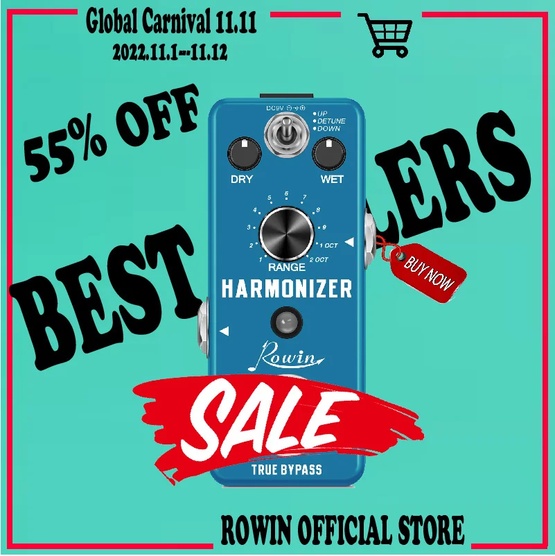 Rowin Lef3807 Guitar Harmonizer Pedal Digital Pitch Effect Pedals