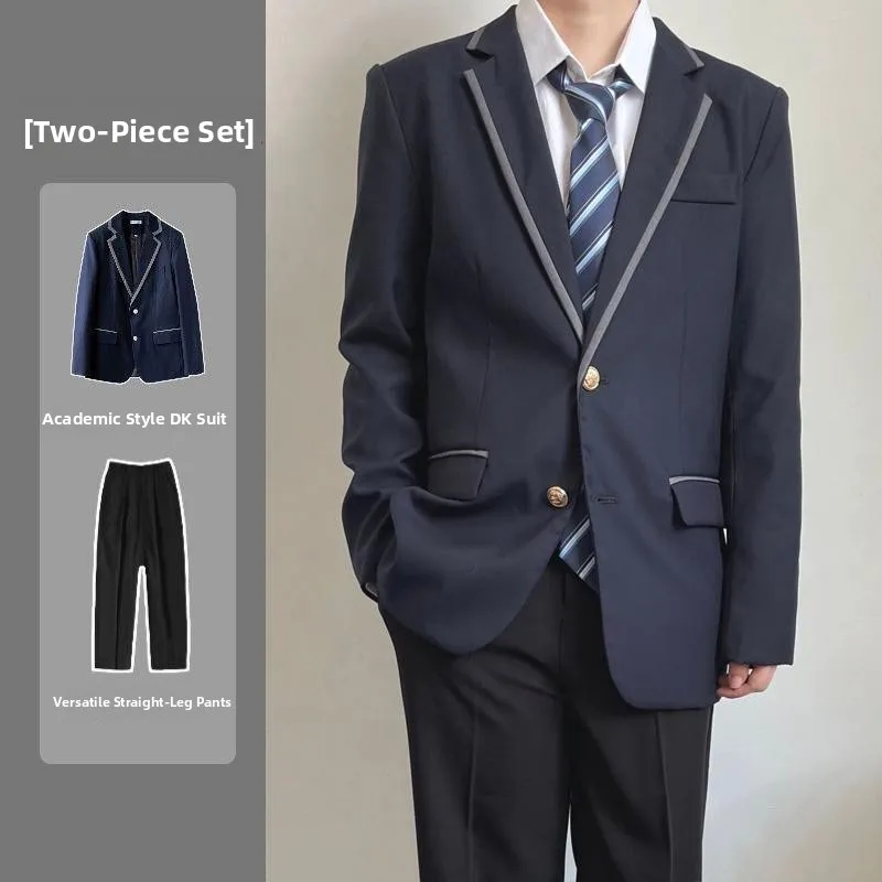 Japanese Sle DK orm Suit Men's oulder Pad West Suit Outerwear Spring Autumn JK Student Class orm Set Cool Haome