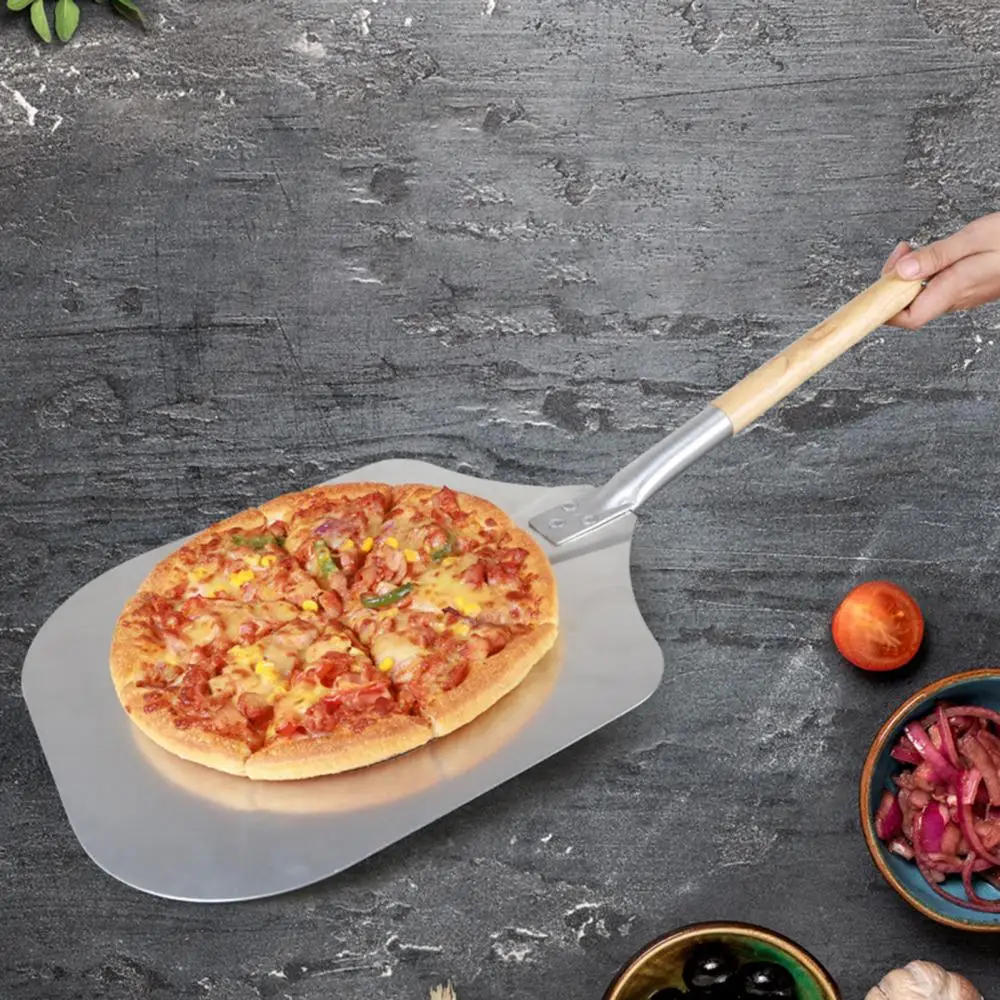 Shovel Wood Removable Aluminum Pizza Peel With Long Wooden Handle Pastry Tools Accessories Pizza Paddle Spatula Cake Baking Cutt