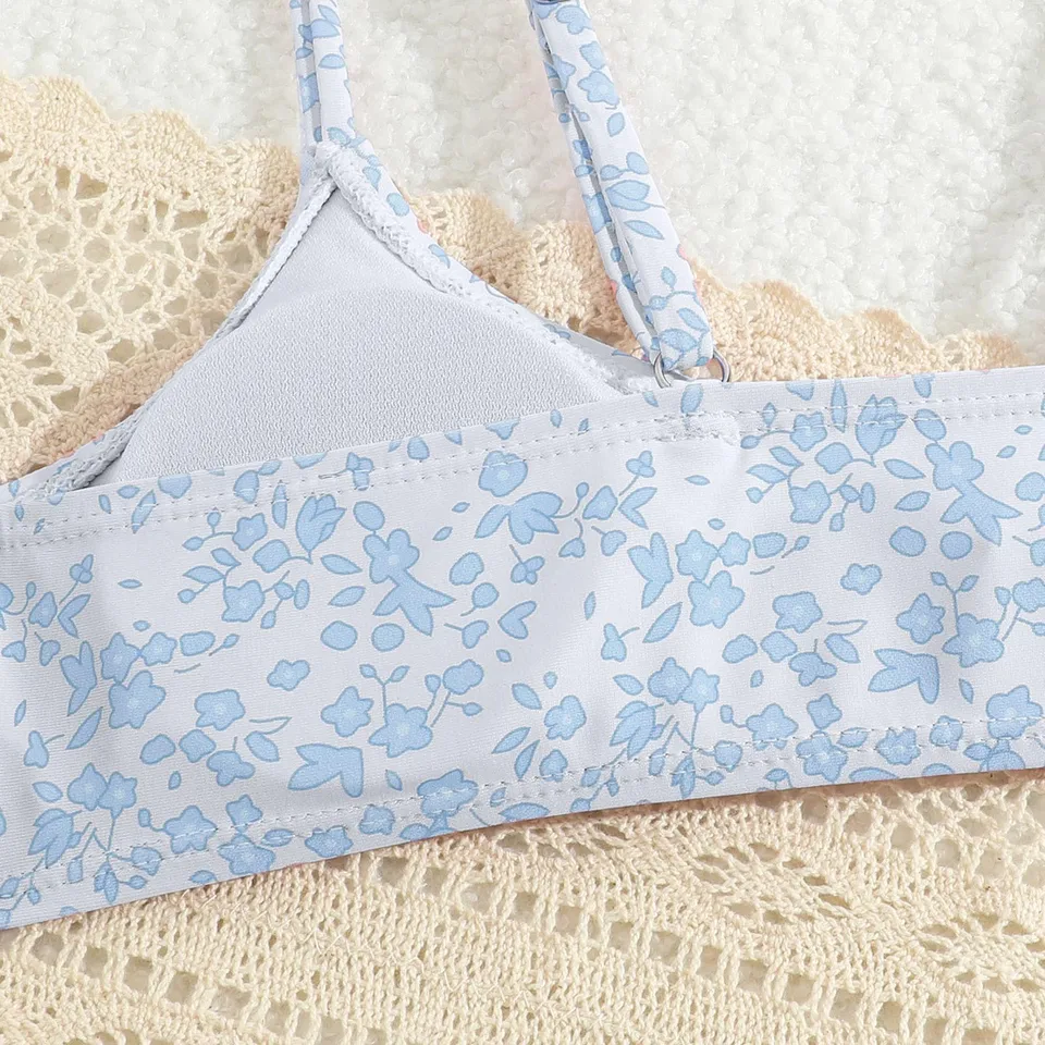 Toddler Girls Floral Print High Waist Bikini Set