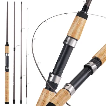 Sougayilang 2.1m Ultra Light Wooden Handle Spinning Rods Casting Fishing Pole Carbon Fibre Bass Trout Rods Cork Handle Pole 1