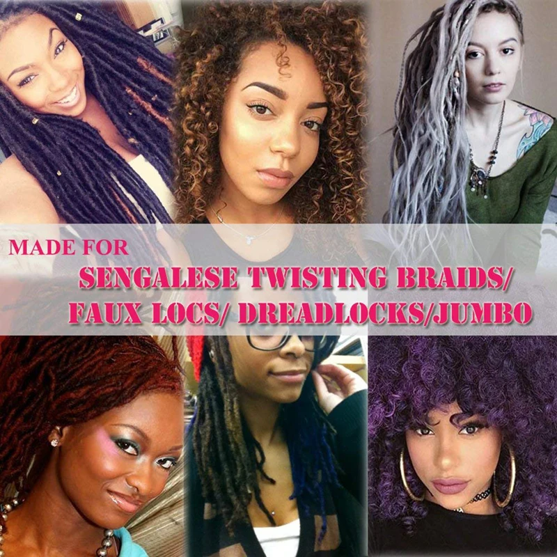 70g/roll Black Brazilian Wool Hair Synthetic Pre Stretched African Hair Yarn for Braiding Hair Extension for Women Black 6