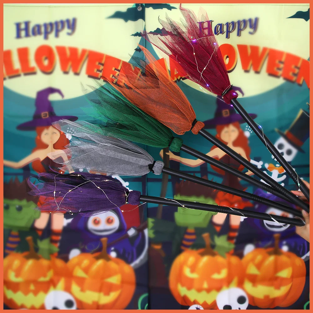 Halloween Witch Brooms Plastic Flying Broom Props Kids Witch Masquerade Cosplay Costume Accessories Halloween Decoration 2024