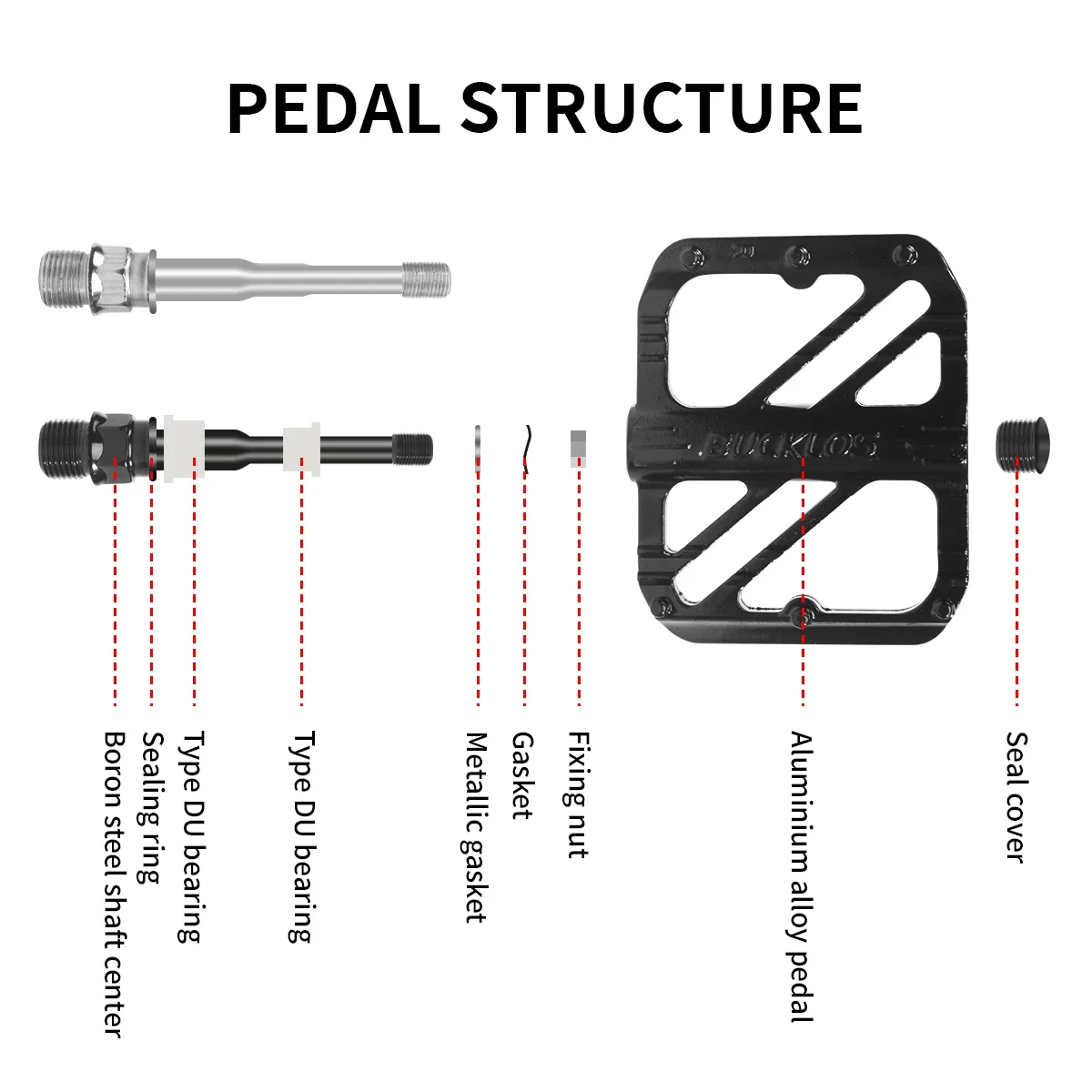 BUCKLOS Ultralight Road Bicycle Pedal DU Bearing Non Slip Bike Pedal High Strength Mtb Platform Classic Pedals Cycling Parts
