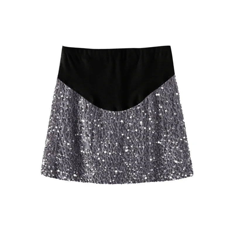 Spring Maternity Belly Skirts Fashion Sequined Skirt Sexy Pregnant Woman Slim Hips Mini Skirts