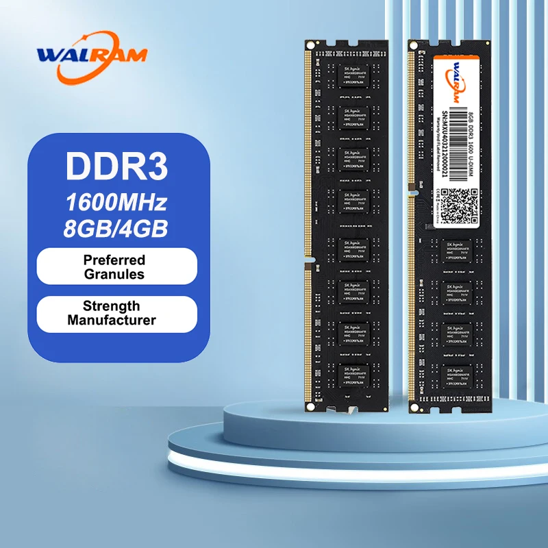 Walram Memoria Ram DDR3 8GB Desktop Ram DDR3 4GB 1600MHz 1.5V DIMM זיכרון פנימי למחשב במהירות גבוהה DDR3 1600 Mhz למחשב