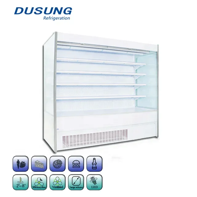 Vertical Upright Open Front Display Refrigerator Yogurt Fresh Food Display Chiller Open Display Cooler