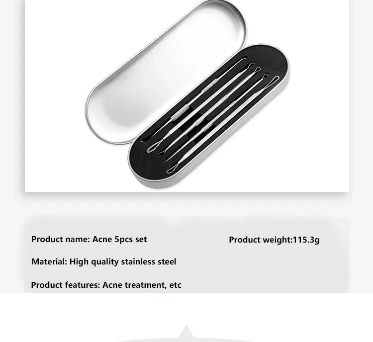 5PCS Pimple Popper Tool Acne Needles Blackhead Removal Kit Clean Pores Deep Facial Care Remove Acne Blackhead Skin Care Tools