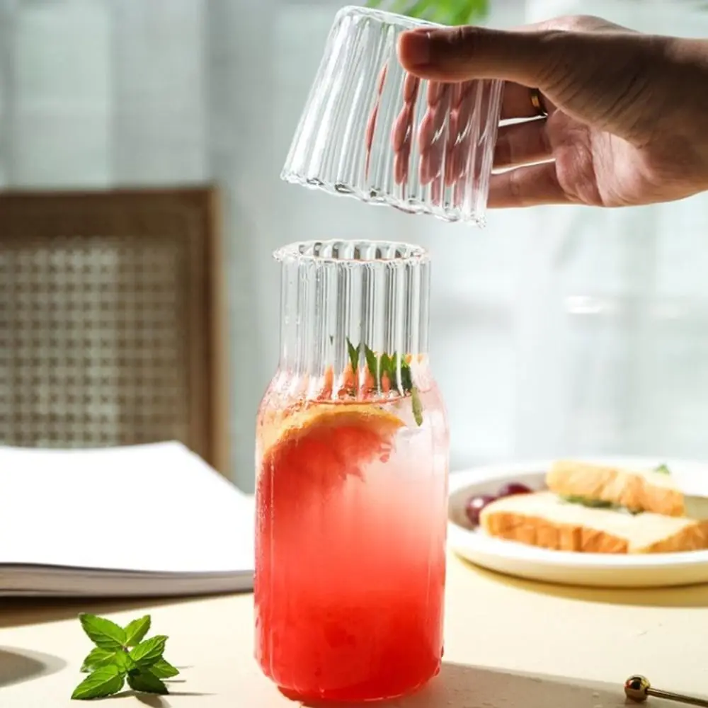 1 Set Bedside Water Carafe Glass Set Night Carafe with Tumbler Glass 600ml