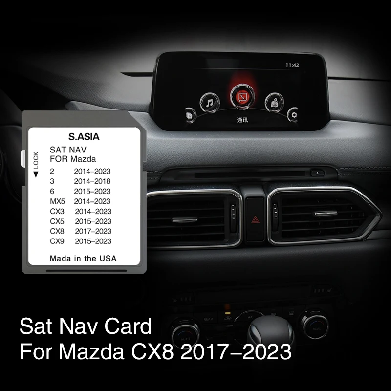 GPS-карта для Mazda CX8 с 2017 по 2023 г., автомобильная навигация, карта памяти, крышка, Южная Азия, Бруней, Даруссалам, Малайзия, Сингапур