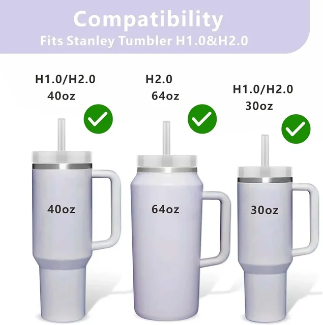 11Pcs Accessories Set for Stanley Cup Silicone Spill Proof Stopper Straw Cover Cap Reusable Straw 1 Cleaning Brush 40oz 30oz 6