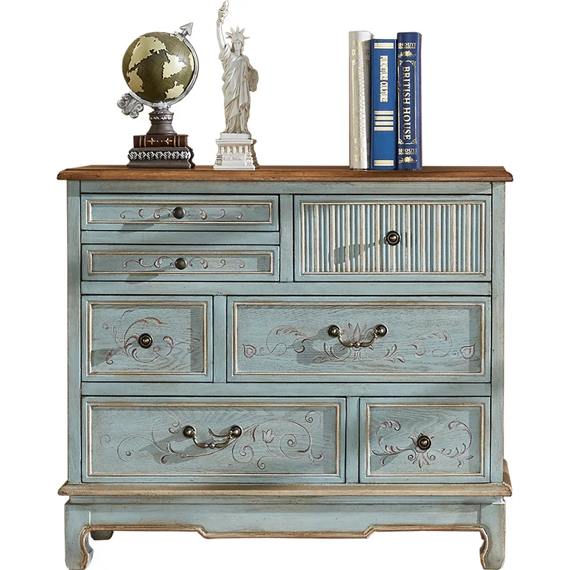 

XL American 7-Drawer Cabinet Solid Wood Chest of Drawers Living Room Multi-Functional Hallway Chest of Drawer
