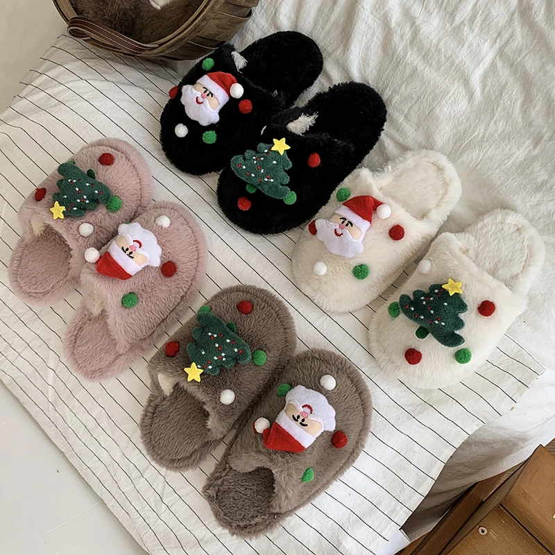 Children's Winter Slippers - Kids Fuzzy Slides With Plush Lining & Cotton Padding