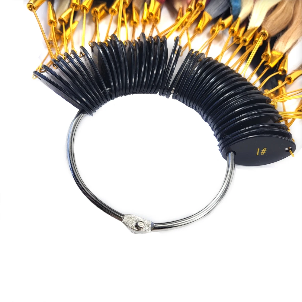 Color Ring/Wheel/Chart With 43 Sample Human Hair Extensions And Salon Hair Dyeing Sample Chart Swatches Rings