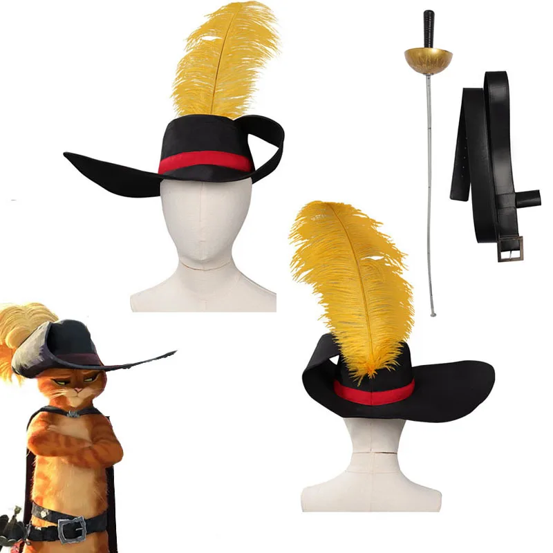 PussinBootsTheLastWishCosplayHatCapCostumewithFeather