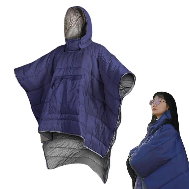 Coperta Indossabile Poncho Termico Per Adulti Coperta Indossabile Con Cappuccio Sacco A Pelo Indossabile Addensato Invernale Cappotto Poncho Da Trekki