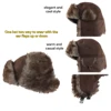 Connectyle Trapper Hat Warm Faux Fur Winter Hat with Ear Flaps Windproof Waterproof Snow Ski Hats for Men Women Cold Weather 3