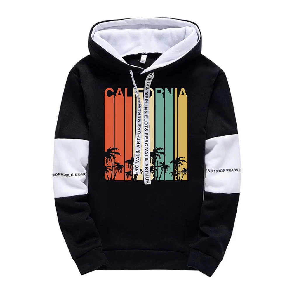 

Men's Hooded Tracksuit Caliafornia Stitching Color Hoodies Man Sportwear Leisure Fashion Streetwear Clothe Sweatshirt for Male