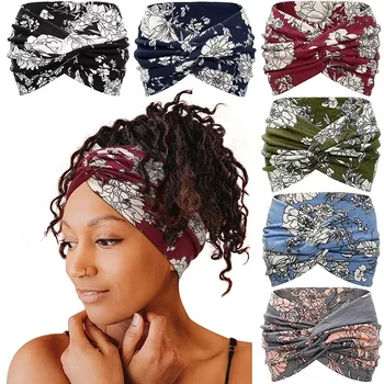 Fasce larghe attorcigliate per donna Fascia per allenamento turbante extra large Fasce per capelli moda yoga Boho Accessori per capelli spessi intrecciati 1